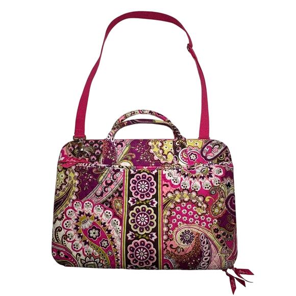 Vera Bradley Laptop Portfolio Hard Shell Computer Travel Very Berry Paisley NWT - Picture 2 of 6